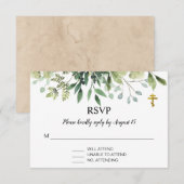 Elegant Leaves Orthodox Christelijk Baptisme RSVP (Voorkant / Achterkant)