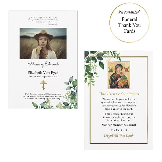 Elegant Leaves Orthodox Christelijk Fotomonument Bedankkaart