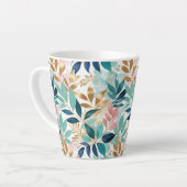 Elegant Leaves Pattern Aqua Pink Faux Gold  Latte Mok (Linkerhoek)