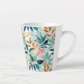 Elegant Leaves Pattern Aqua Pink Faux Gold  Latte Mok (Rechts)