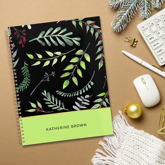 Elegant Leaves Pattern Classy Cute Planner