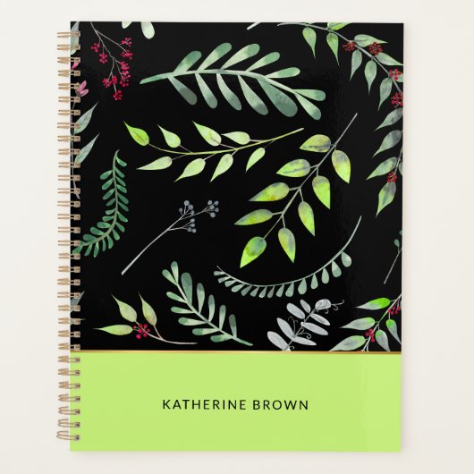 Elegant Leaves Pattern Classy Cute Planner (Voorkant)