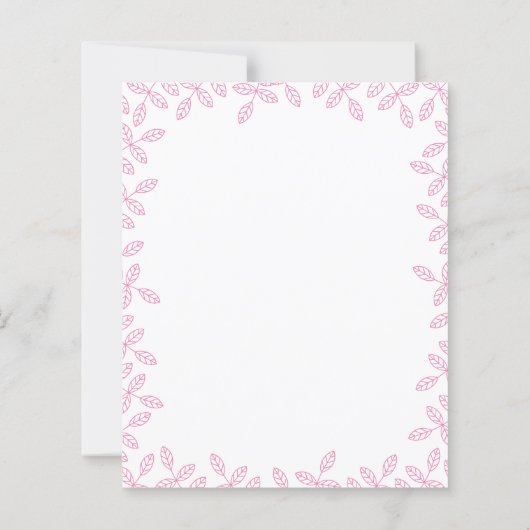 Elegant Leaves Pink Floral Baby shower Invitation (Achterkant)