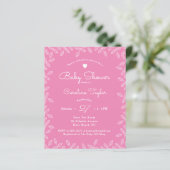 Elegant Leaves Pink Floral Baby shower Invitation (Staand voorkant)