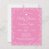 Elegant Leaves Pink Floral Baby shower Invitation (Voorkant)