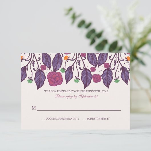 Elegant Leaves Response Kaarten (Staand voorkant)