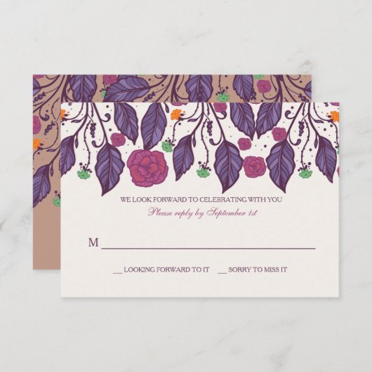 Elegant Leaves Response Kaarten (Voorkant / Achterkant)