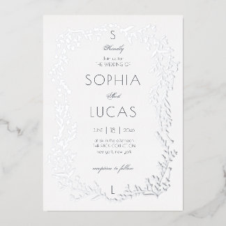 Elegant Leaves Wedding Folie Uitnodiging
