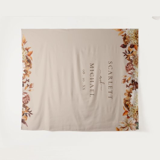 Elegant Leaves Wedding Wandkleed (Voorkant (horizontaal))