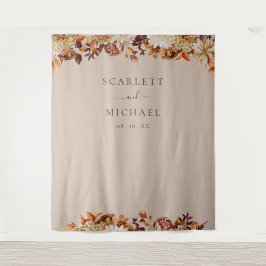 Elegant Leaves Wedding Wandkleed (Voorkant)