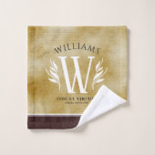 Elegant leder- en  papier — Surname Motto Bad Handdoek (Wasdoekje)