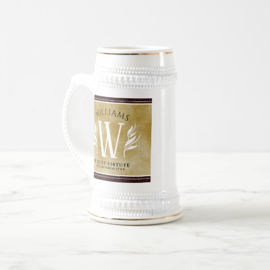 Elegant leder- en papier — Surname Motto Bierpul (Voorkant links)