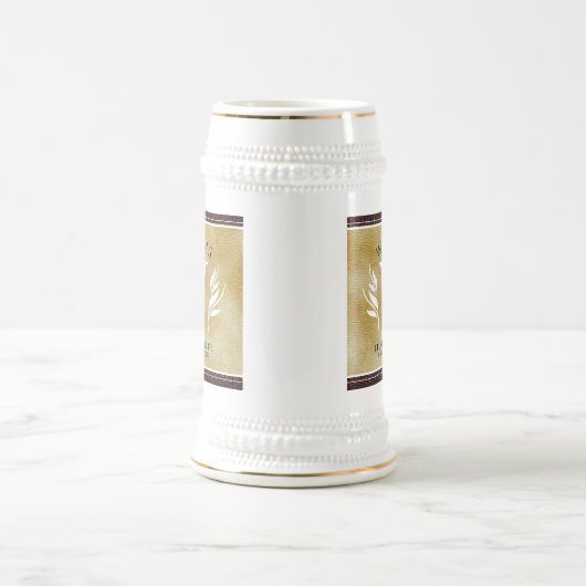 Elegant leder- en  papier — Surname Motto Bierpul (Center)