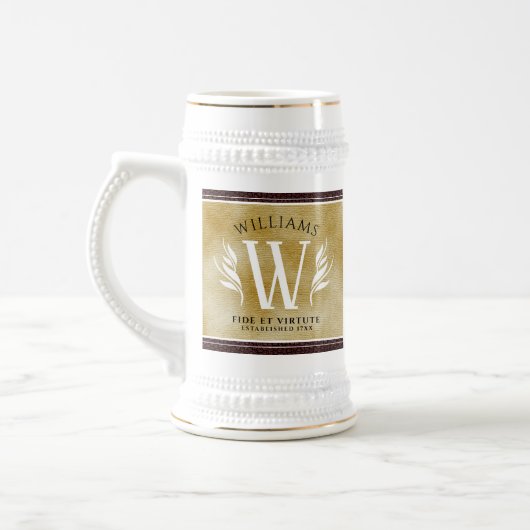 Elegant leder- en papier — Surname Motto Bierpul (Links)