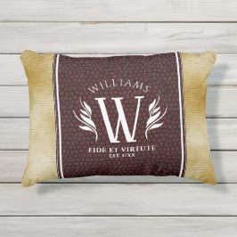 Elegant leder- en  papier — Surname Motto Buitenkussen