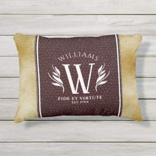 Elegant leder- en  papier — Surname Motto Buitenkussen