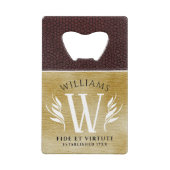 Elegant leder- en papier — Surname Motto Creditkaart Flessenopener (Achterkant)