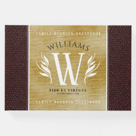 Elegant leder- en  papier — Surname Motto Gastenboek