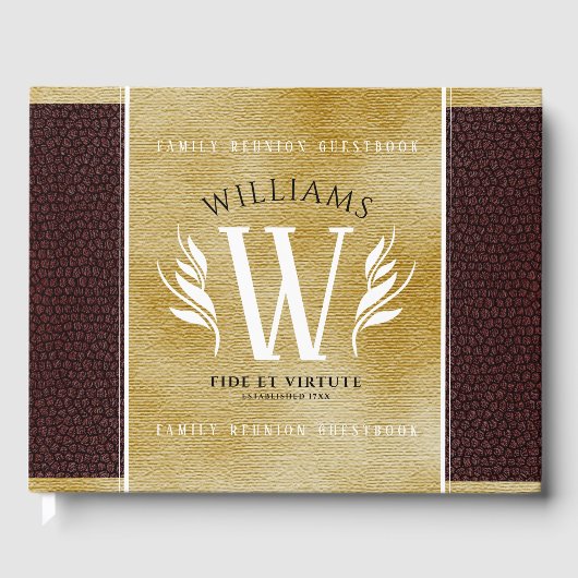 Elegant leder- en  papier — Surname Motto Gastenboek (Voorkant)