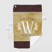 Elegant leder- en  papier — Surname Motto Golfhanddoek (Insitu)