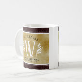 Elegant leder- en  papier — Surname Motto Koffiemok (Voorkant links)