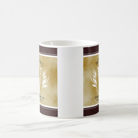 Elegant leder- en papier — Surname Motto Koffiemok (Center)