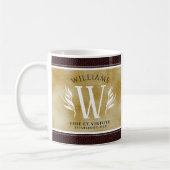 Elegant leder- en papier — Surname Motto Koffiemok (Links)