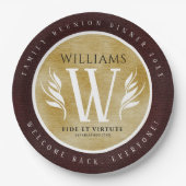 Elegant leder- en  papier — Surname Motto Papieren Bordje (Voorkant)