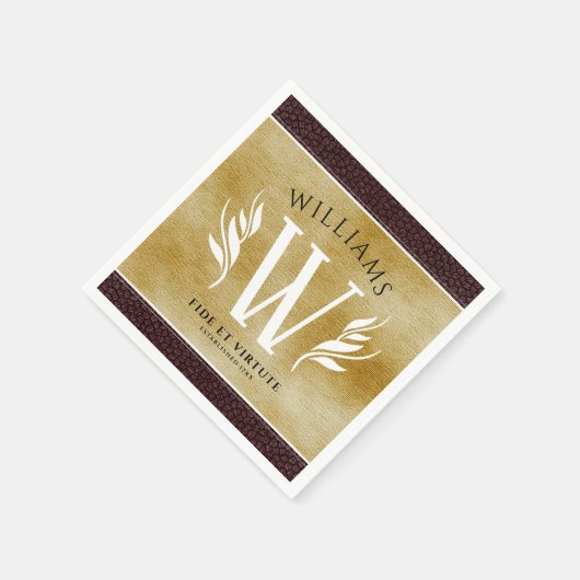 Elegant leder- en  papier — Surname Motto Servet (Hoek)