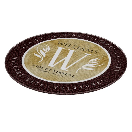 Elegant leder- en papier — Surname Motto Snijplank (Hoek)