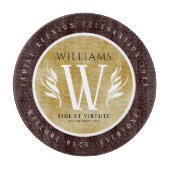 Elegant leder- en papier — Surname Motto Snijplank (Voorkant)