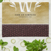 Elegant leder- en papier — Surname Motto Theedoek (Gevouwen)