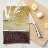 Elegant leder- en papier — Surname Motto Theedoek (Quarter Fold)