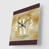 Elegant leder- en  papier — Surname Motto Vierkante Klok (Hoek)