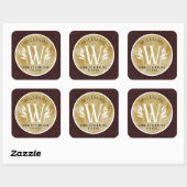 Elegant leder- en papier — Surname Motto Vierkante Sticker (Vel)
