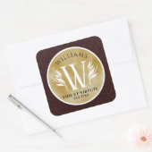 Elegant leder- en papier — Surname Motto Vierkante Sticker (Envelop)