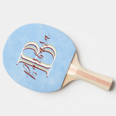 Elegant leder Kijk Blauw 3 kleurenmonogram I naam Tafeltennisbatje (Zijkant)