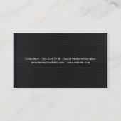 Elegant leder met luxe metalen sierstrip visitekaartje (Achterkant)