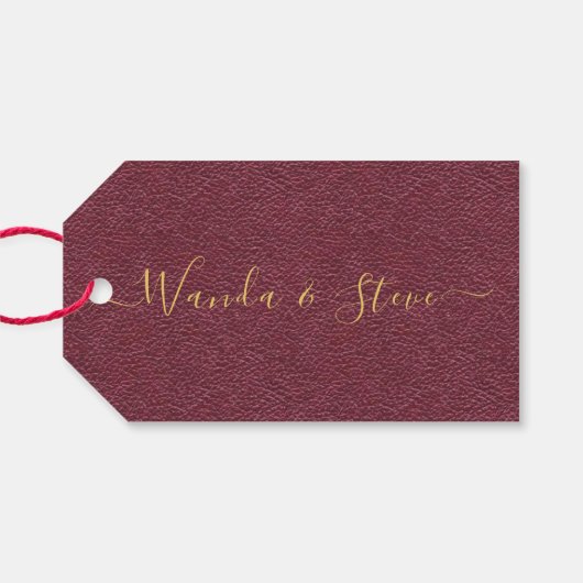 Elegant leder Pattern Wedding Gift bag Cadeaulabel (Achterkant Horizontaal)