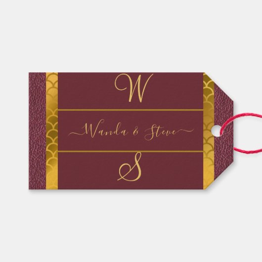 Elegant leder Pattern Wedding Gift bag Cadeaulabel (Voorkant (Horizontaal))