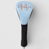 Elegant lederen blauw 3 kleurenmonogram I naam Golfheadcover (Voorkant)