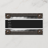 Elegant lederen bruin metaal zilver visitekaartje (Achterkant)