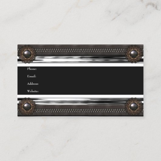 Elegant lederen bruin metaal zilver visitekaartje (Achterkant)
