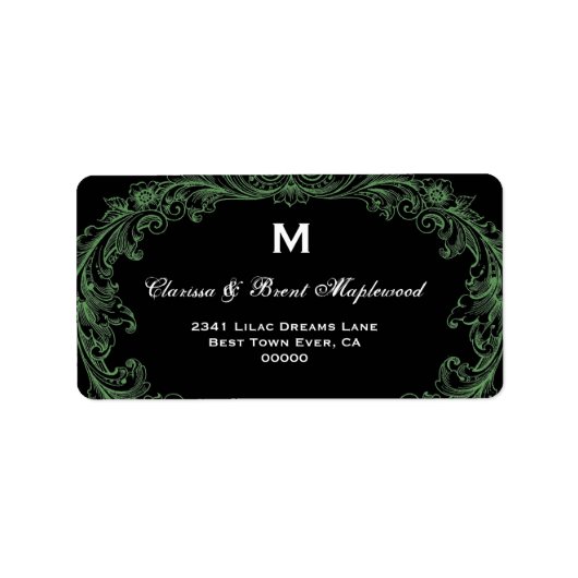 Elegant Lederen Groen Zwart  Monogram B453 Etiket (Voorkant)