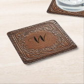 Elegant lederen look Westerne stijl Kartonnen Onderzetters (Schuin)