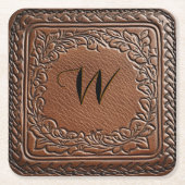 Elegant lederen look Westerne stijl Kartonnen Onderzetters (Voorkant)