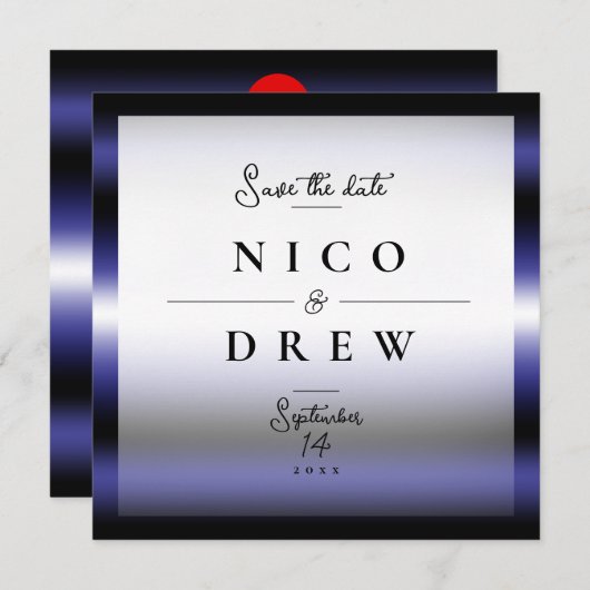 Elegant lederen trots bruiloft save the date (Voorkant / Achterkant)