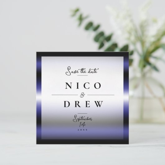 Elegant lederen trots bruiloft save the date (Staand voorkant)