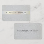 Elegant leer met luxe metalen afwerking visitekaartje (Voorkant / Achterkant)