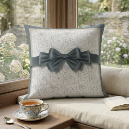 Elegant Leigrijs Modern Lint Motief Sierlijk Kussen